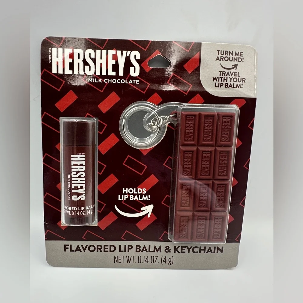 NWT Hershey’s 2 Piece Set Zipper Bag And Chocolate Lip Balm With Keychain New